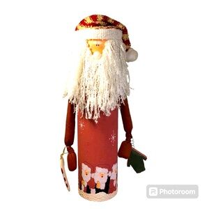 Festive Christmas Santa Claus Wine Bottle Gift Box Holiday Farmhouse Home Decor